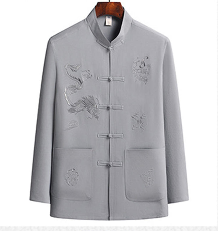 Traje Tang Hanfu de manga larga con botones y dragón y rana bordados con Buddha Stones para Año Nuevo chino, conjunto de ropa para hombre - image 11