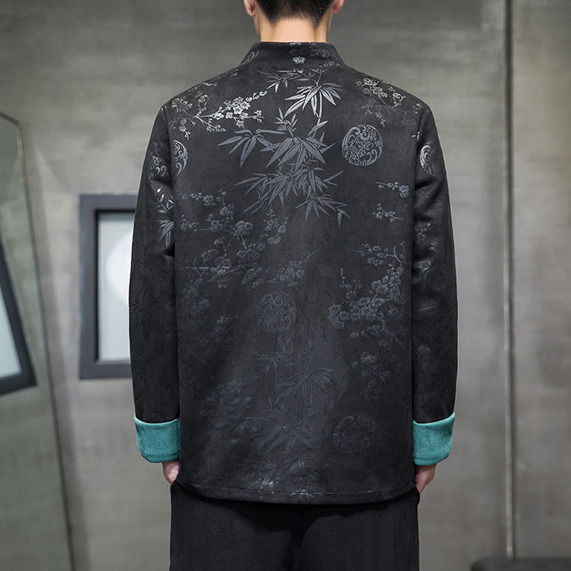 Buddha Stones , flores, bambú, puños de color sólido, botones de rana, traje Tang, chaqueta de algodón para hombre, camisa con bolsillos - image 27