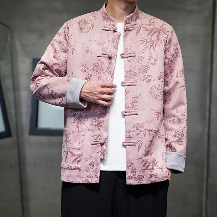 Buddha Stones , flores, bambú, puños de color sólido, botones de rana, traje Tang, chaqueta de algodón para hombre, camisa con bolsillos - image 42