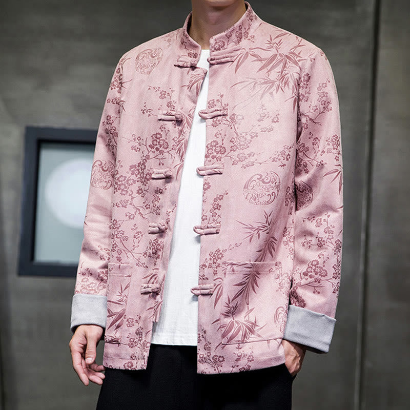 Buddha Stones , flores, bambú, puños de color sólido, botones de rana, traje Tang, chaqueta de algodón para hombre, camisa con bolsillos - image 40