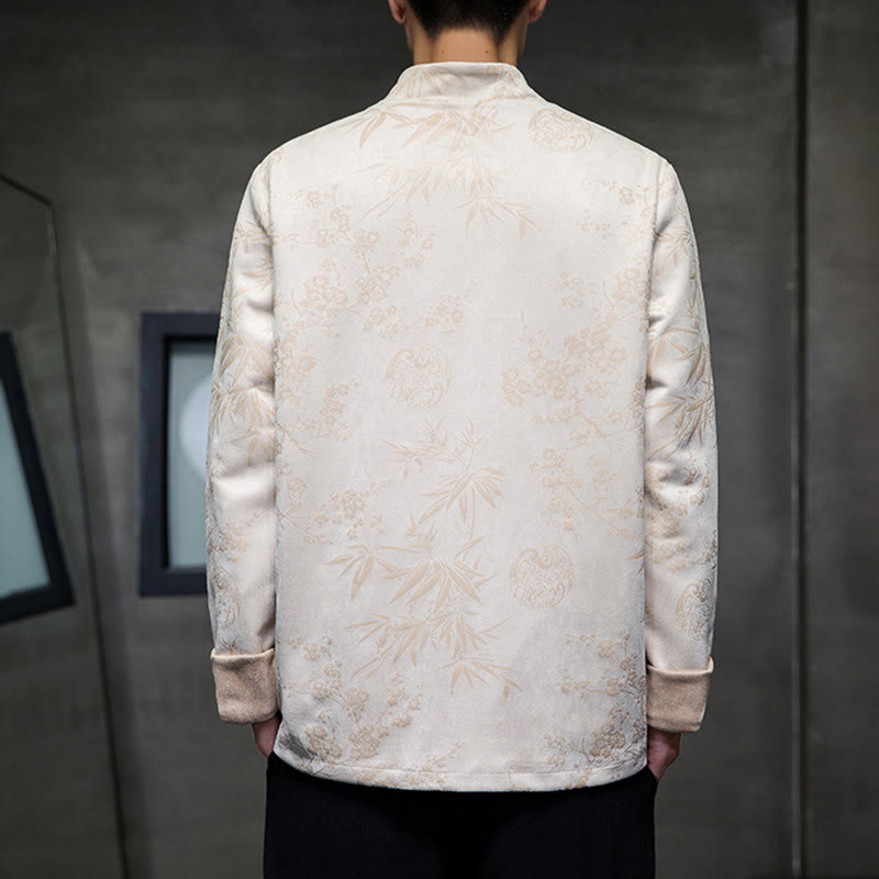 Buddha Stones , flores, bambú, puños de color sólido, botones de rana, traje Tang, chaqueta de algodón para hombre, camisa con bolsillos - image 47