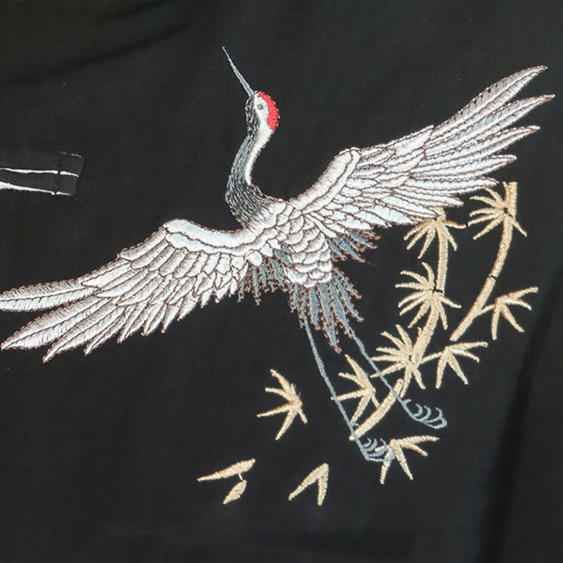 Chaqueta y camisa de algodón para hombre, traje Tang con botones de rana y bordado de grulla voladora de Año Nuevo chino con Buddha Stones - image 15