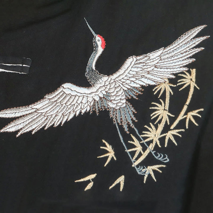 Chaqueta y camisa de algodón para hombre, traje Tang con botones de rana y bordado de grulla voladora de Año Nuevo chino con Buddha Stones - image 15