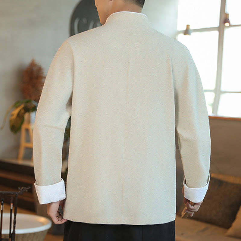 Chaqueta y camisa de algodón para hombre, traje Tang con botones de rana y bordado de grulla voladora de Año Nuevo chino con Buddha Stones - image 21