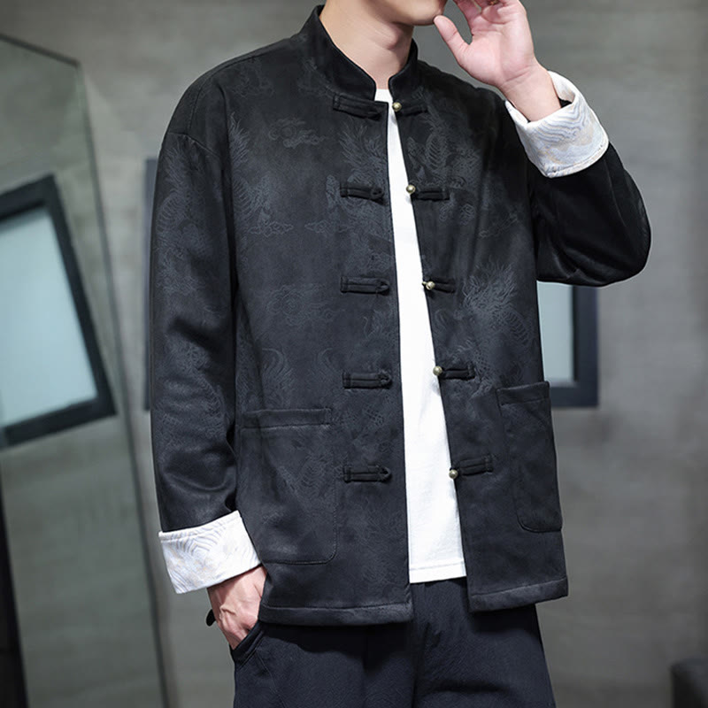 Traje Tang para hombre, chaqueta, camisa y bolsillos, con estampado de kirin y botones de rana y Buddha Stones para el Año Nuevo chino - image 20