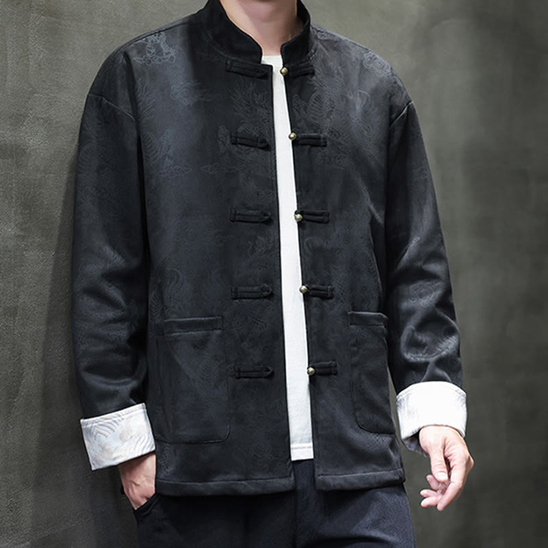 Traje Tang para hombre, chaqueta, camisa y bolsillos, con estampado de kirin y botones de rana y Buddha Stones para el Año Nuevo chino - image 19