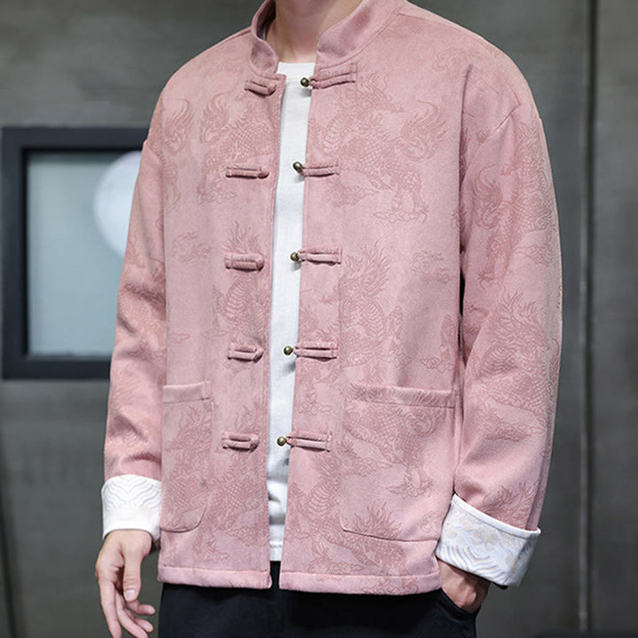 Traje Tang para hombre, chaqueta, camisa y bolsillos, con estampado de kirin y botones de rana y Buddha Stones para el Año Nuevo chino - image 35