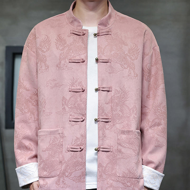 Traje Tang para hombre, chaqueta, camisa y bolsillos, con estampado de kirin y botones de rana y Buddha Stones para el Año Nuevo chino - image 34