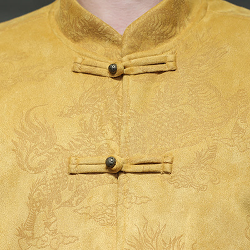 Traje Tang para hombre, chaqueta, camisa y bolsillos, con estampado de kirin y botones de rana y Buddha Stones para el Año Nuevo chino - image 9