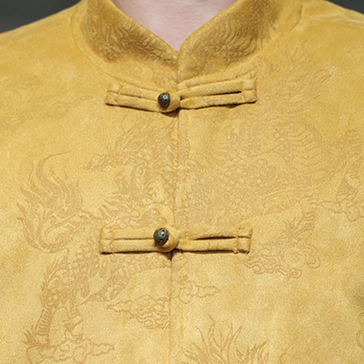 Traje Tang para hombre, chaqueta, camisa y bolsillos, con estampado de kirin y botones de rana y Buddha Stones para el Año Nuevo chino - image 9