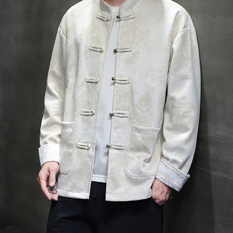 Traje Tang para hombre, chaqueta, camisa y bolsillos, con estampado de kirin y botones de rana y Buddha Stones para el Año Nuevo chino - image 26