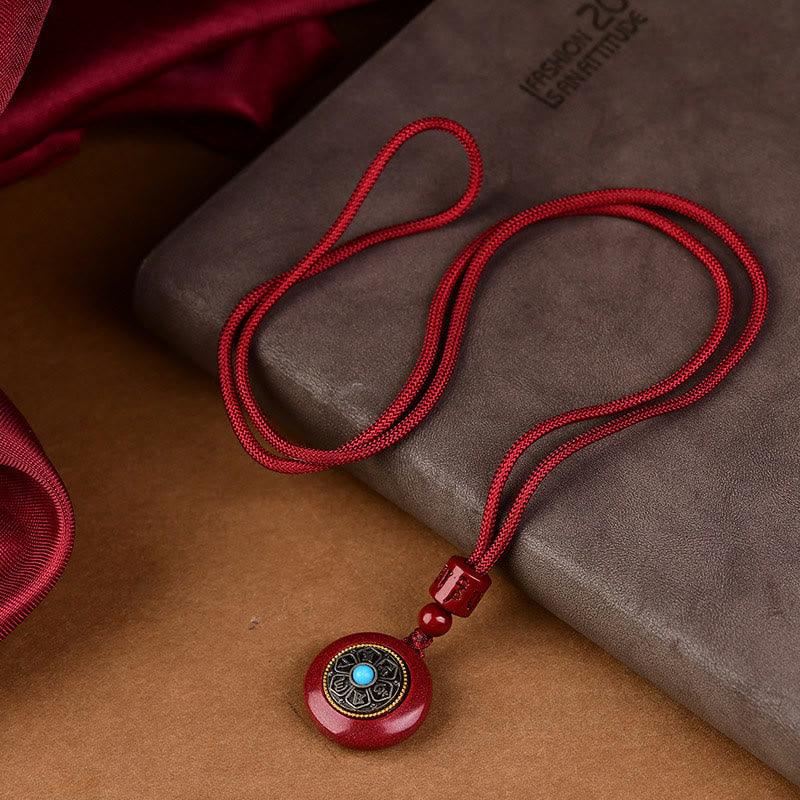 Llavero con colgante de cadena trenzada con seis palabras verdaderas "Om Mani Padme Hum" y Buddha Stones con cinabrio natural - image 5