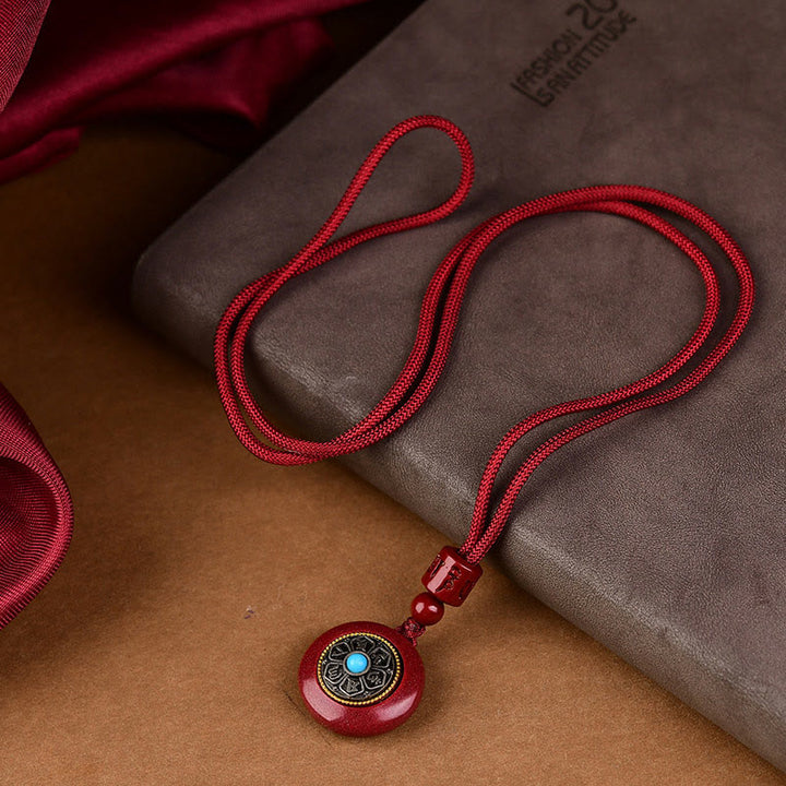 Llavero con colgante de cadena trenzada con seis palabras verdaderas "Om Mani Padme Hum" y Buddha Stones con cinabrio natural - image 5