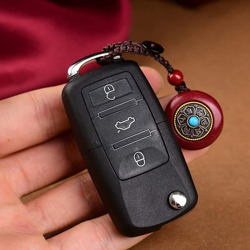 Llavero con colgante de cadena trenzada con seis palabras verdaderas "Om Mani Padme Hum" y Buddha Stones con cinabrio natural - Llavero Cinabrio Om Mani Padme Hum - image 10