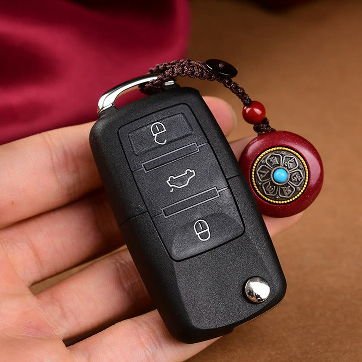 Llavero con colgante de cadena trenzada con seis palabras verdaderas "Om Mani Padme Hum" y Buddha Stones con cinabrio natural - Llavero Cinabrio Om Mani Padme Hum - image 10