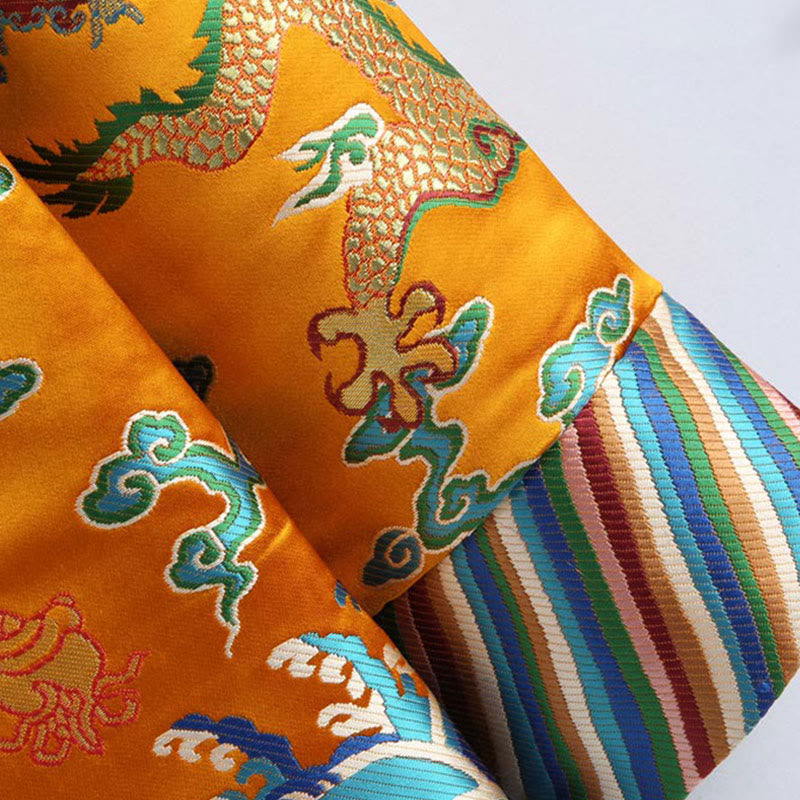 Traje Tang con botones de rana y bordado de dragón con Buddha Stones y Año Nuevo chino para hombre, chaqueta y camisa