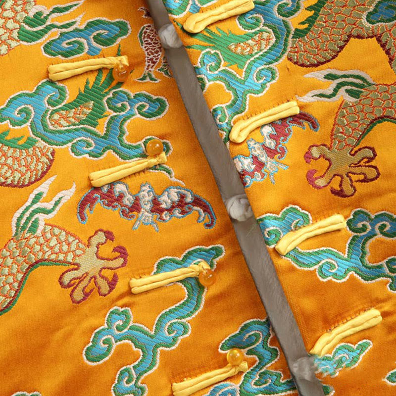 Traje Tang con botones de rana y bordado de dragón con Buddha Stones y Año Nuevo chino para hombre, chaqueta y camisa