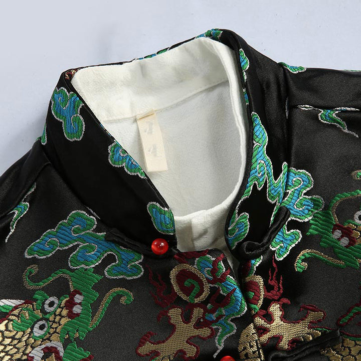 Traje Tang con botones de rana y bordado de dragón con Buddha Stones y Año Nuevo chino para hombre, chaqueta y camisa - image 14