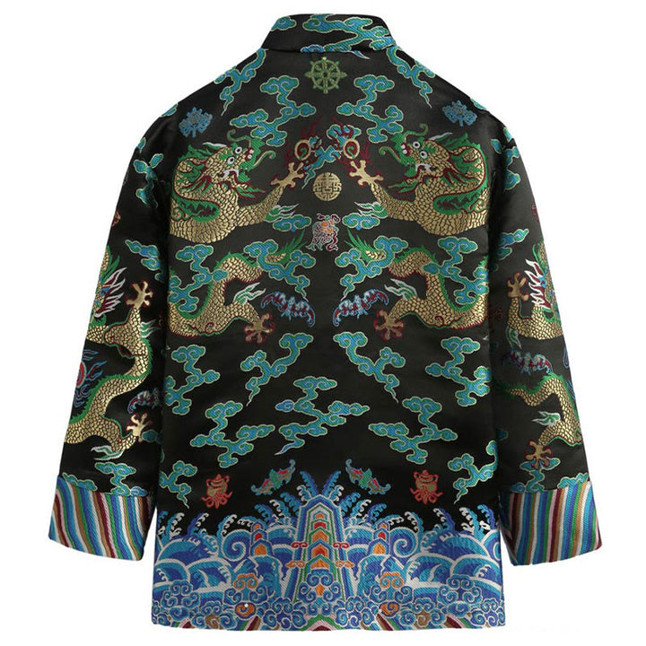 Traje Tang con botones de rana y bordado de dragón con Buddha Stones y Año Nuevo chino para hombre, chaqueta y camisa - image 13