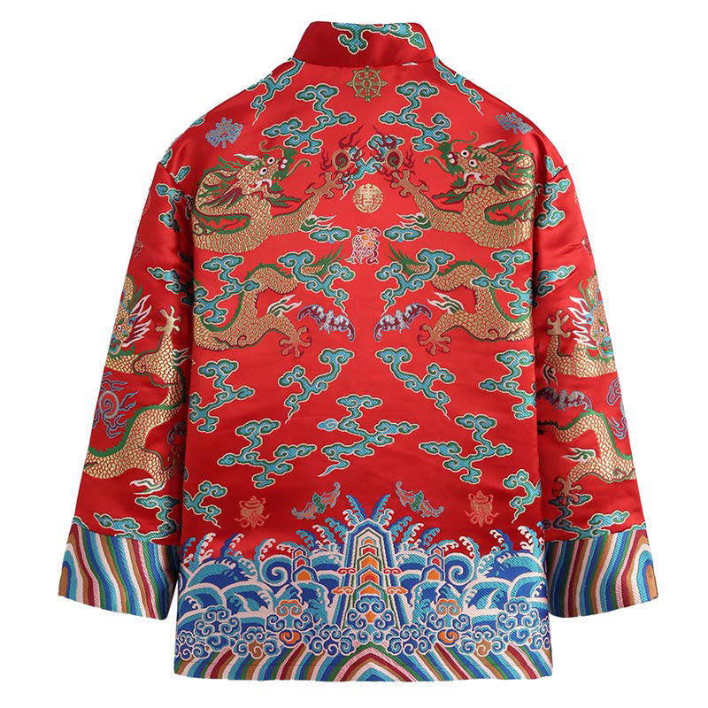 Traje Tang con botones de rana y bordado de dragón con Buddha Stones y Año Nuevo chino para hombre, chaqueta y camisa - image 1