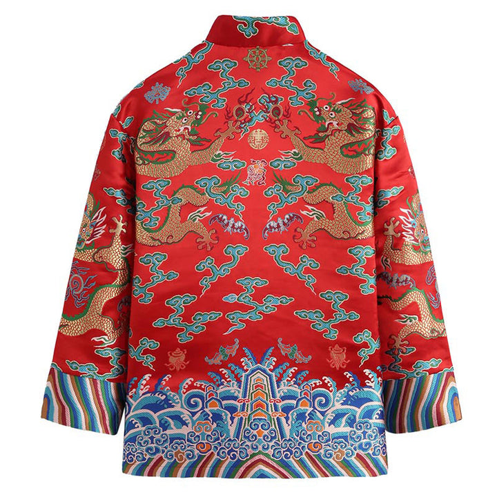 Traje Tang con botones de rana y bordado de dragón con Buddha Stones y Año Nuevo chino para hombre, chaqueta y camisa - image 1