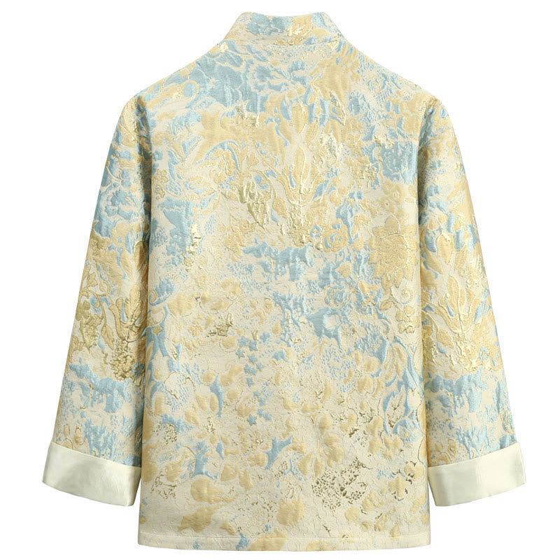 Traje Tang con bordado de jacquard y botones de rana para hombre, chaqueta y camisa con bolsillos, con Buddha Stones y año nuevo chino - image 1