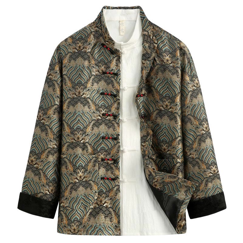 Traje Tang con Buddha Stones y bolsillos para hombre - Verde oliva - US/UK/AU44, EU54 (4XL) - image 6