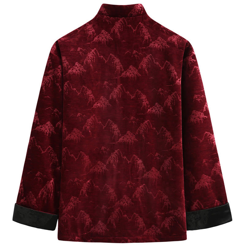 Traje Tang para hombre, chaqueta, camisa y bolsillos, con estampado de paisaje de Año Nuevo chino y Buddha Stones, hecho a mano, con botones de rana - image 1