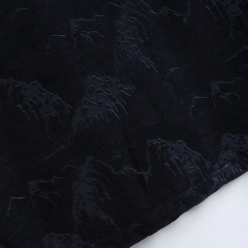 Traje Tang para hombre, chaqueta, camisa y bolsillos, con estampado de paisaje de Año Nuevo chino y Buddha Stones, hecho a mano, con botones de rana