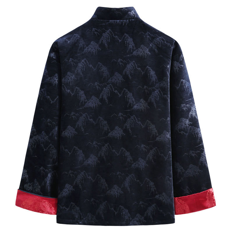 Traje Tang para hombre, chaqueta, camisa y bolsillos, con estampado de paisaje de Año Nuevo chino y Buddha Stones, hecho a mano, con botones de rana - image 5