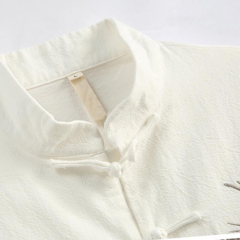 Traje Tang con bordado de grullas y Buddha Stones para Año Nuevo chino, Hanfu, manga larga, pantalones, ropa de algodón y lino, conjunto para hombre con bolsillos - image 7