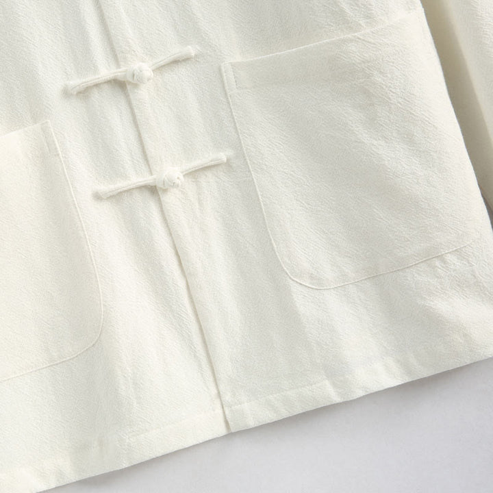 Traje Tang con bordado de grullas y Buddha Stones para Año Nuevo chino, Hanfu, manga larga, pantalones, ropa de algodón y lino, conjunto para hombre con bolsillos - image 10