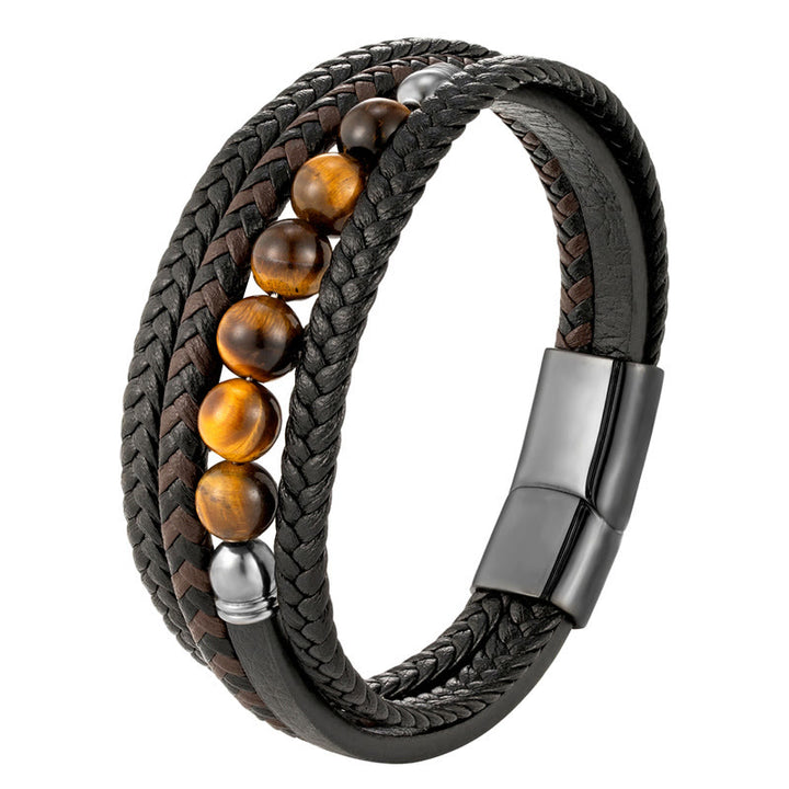 Pulsera de cuero protectora con piedra de ojo de tigre y Buddha Stones - image 10