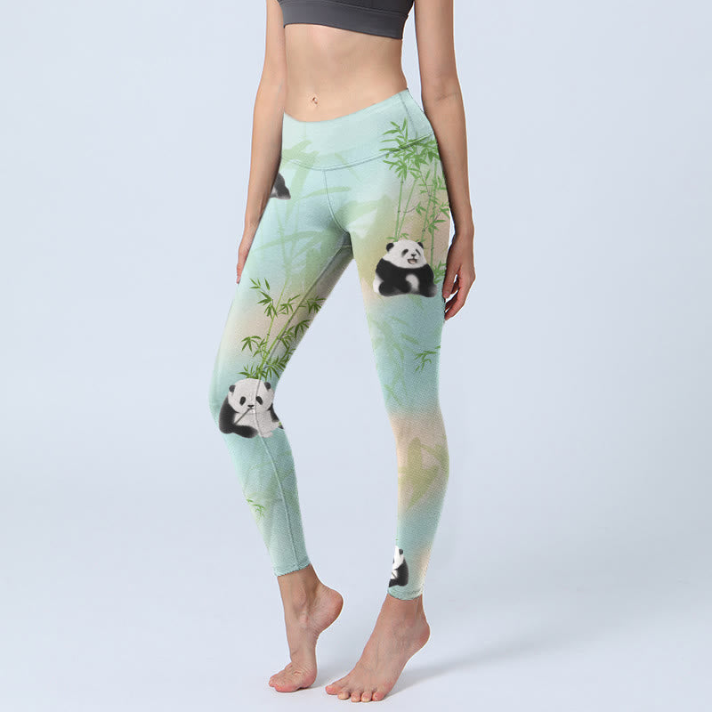 Leggings de yoga para mujer con estampado de bambú, pandas y Buddha Stones - Aguamarina - US18，UK/AU22，EU50 (4XL) - image 1