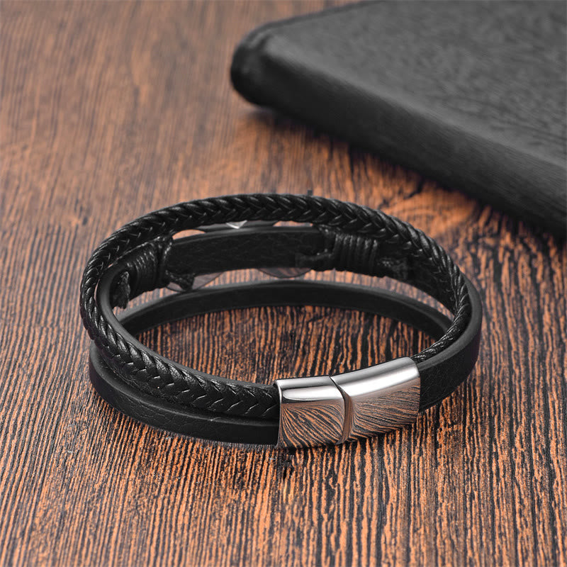 Pulsera con hebilla de cuero y titanio con símbolo de infinito y nudo eterno con Buddha Stones