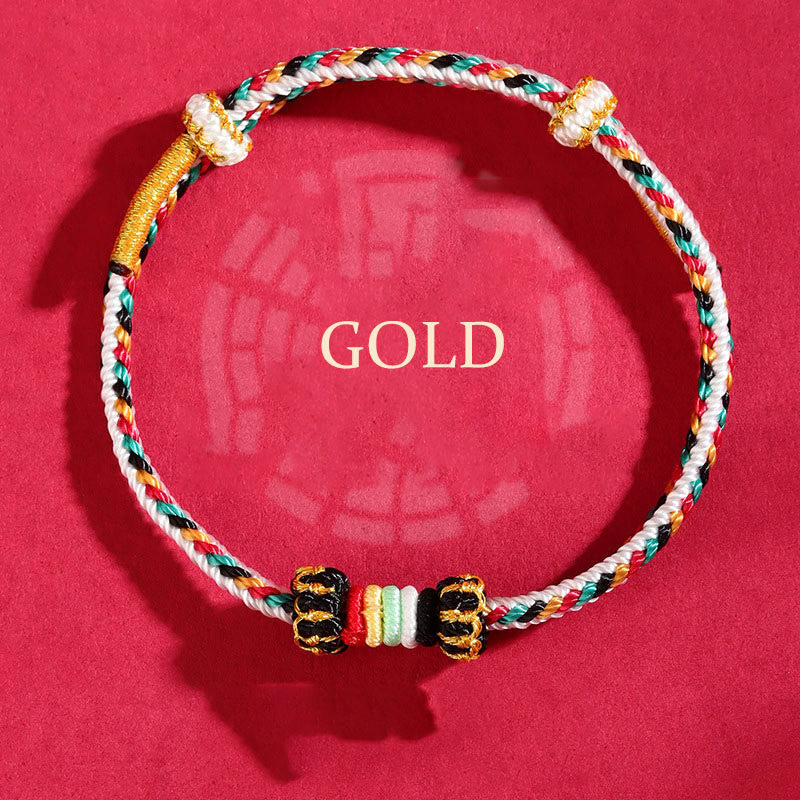 Pulsera trenzada con nudo de arrecife y nudo completo con cinco elementos y Buddha Stones