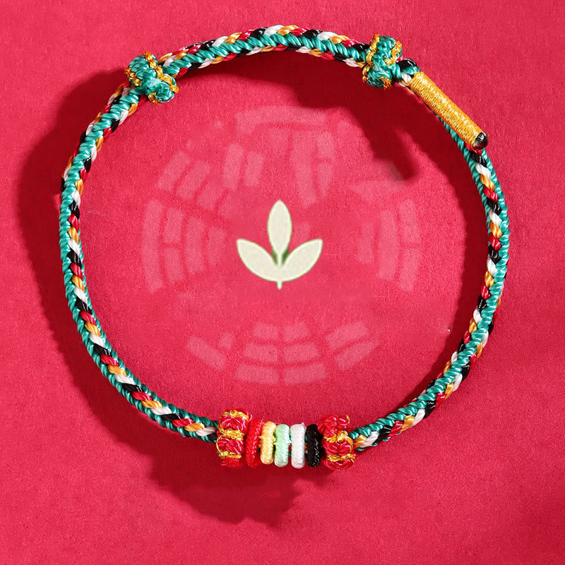 Pulsera trenzada con nudo de arrecife y nudo completo con cinco elementos y Buddha Stones