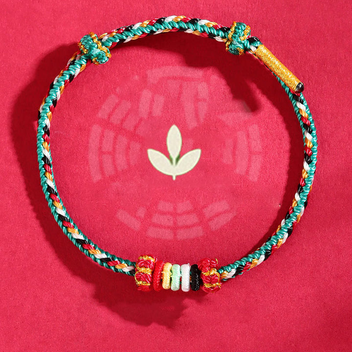 Pulsera trenzada con nudo de arrecife y nudo completo con cinco elementos y Buddha Stones