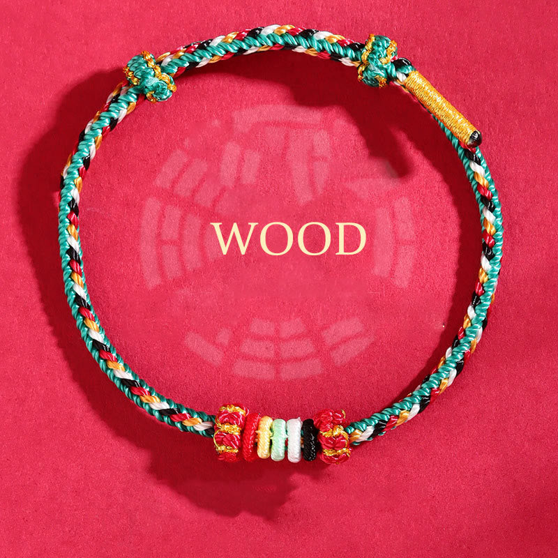 Pulsera trenzada con nudo de arrecife y nudo completo con cinco elementos y Buddha Stones