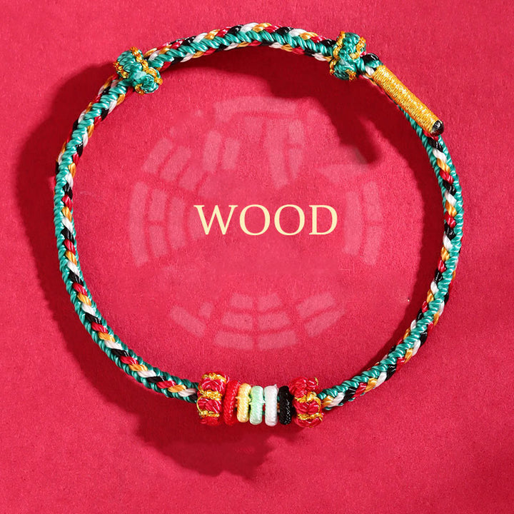 Pulsera trenzada con nudo de arrecife y nudo completo con cinco elementos y Buddha Stones