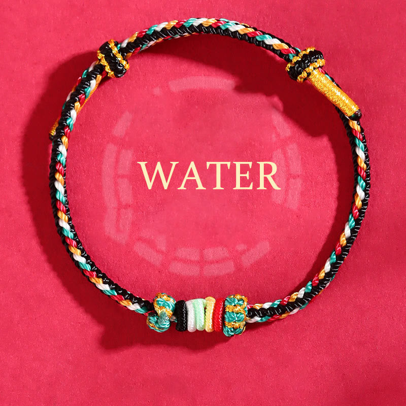 Pulsera trenzada con nudo de arrecife y nudo completo con cinco elementos y Buddha Stones
