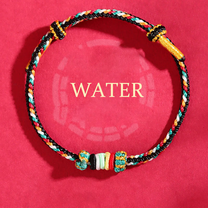 Pulsera trenzada con nudo de arrecife y nudo completo con cinco elementos y Buddha Stones