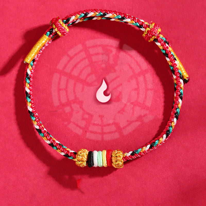 Pulsera trenzada con nudo de arrecife y nudo completo con cinco elementos y Buddha Stones