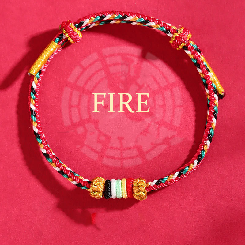Pulsera trenzada con nudo de arrecife y nudo completo con cinco elementos y Buddha Stones