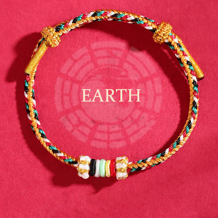 Pulsera trenzada con nudo de arrecife y nudo completo con cinco elementos y Buddha Stones