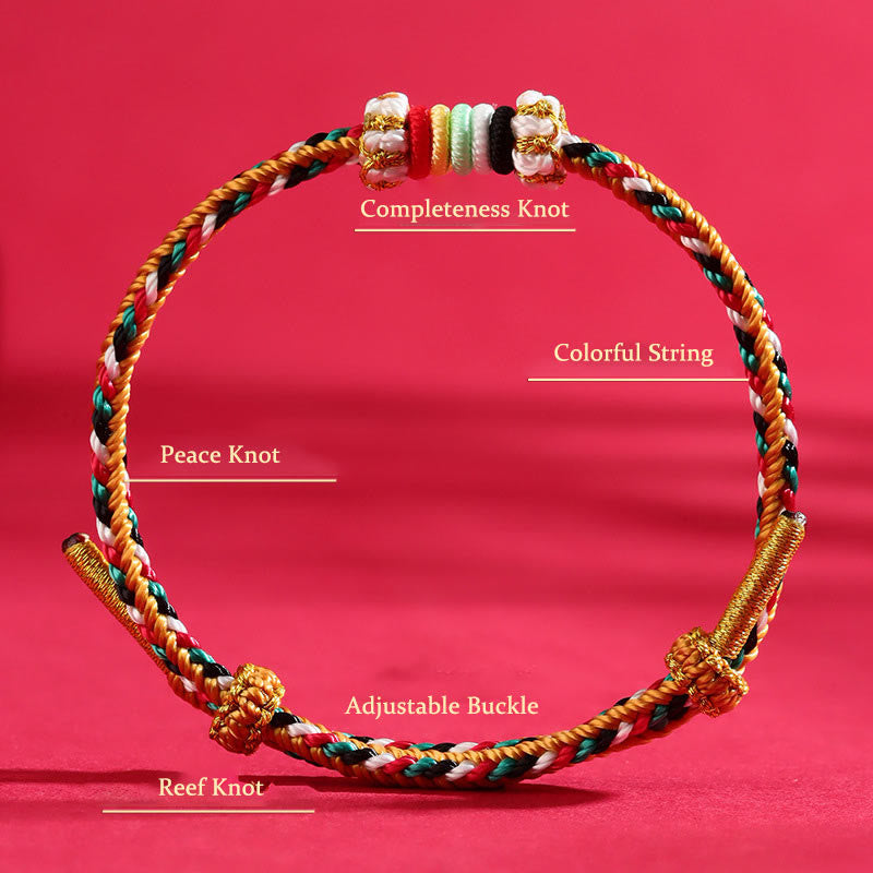 Pulsera trenzada con nudo de arrecife y nudo completo con cinco elementos y Buddha Stones