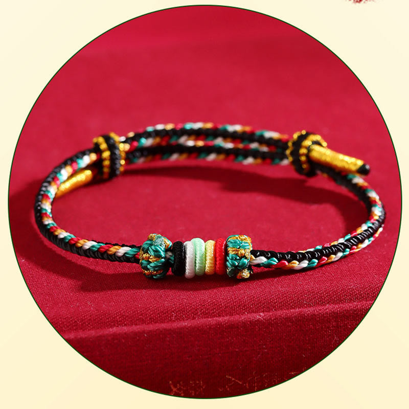 Pulsera trenzada con nudo de arrecife y nudo completo con cinco elementos y Buddha Stones
