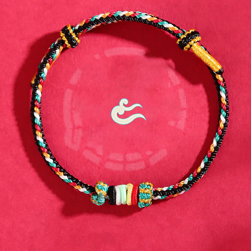 Pulsera trenzada con nudo de arrecife y nudo completo con cinco elementos y Buddha Stones