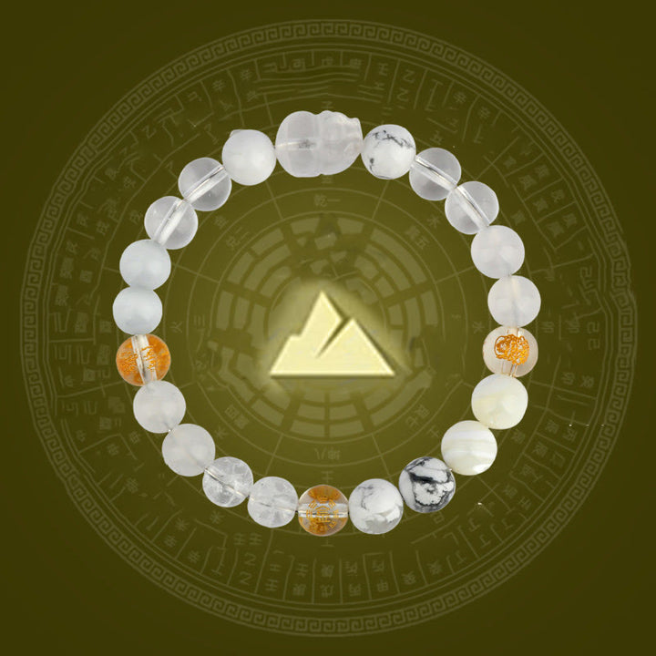 Pulsera de la riqueza Pixiu de ágata de cristal con cinco elementos y Buddha Stones