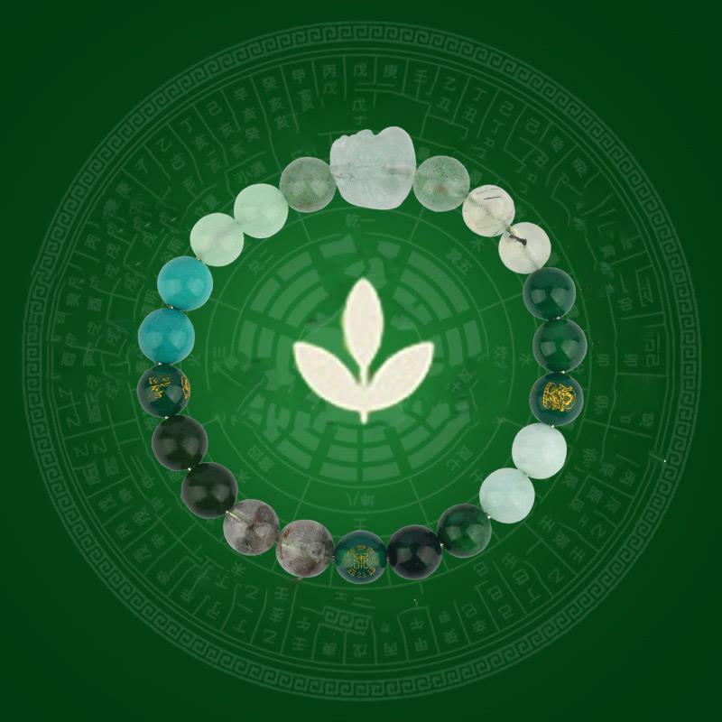Pulsera de la riqueza Pixiu de ágata de cristal con cinco elementos y Buddha Stones